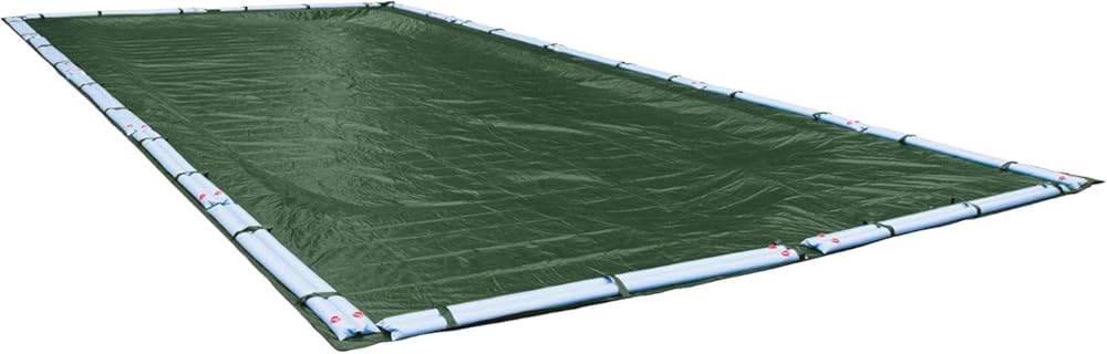 Pool Mate 20 x 40 ft Extra Strength Green Winter Pool Cover for Inground Pools, 5 ft Overlap (25 x 45 ft Cover Size), Solid 12 x 12 Scrim, 3.7 oz/yd2, 15-Year Warranty, Style: 372040R-PM