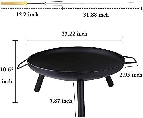 BBQ Grill Outdoor Outdoor Fire Pit, 24Inch Patio Stove Wood Burning BBQ Grill Fire Pit Bowl Round Shape Wood Burning Firepit for Camping Picnic Patio Backyard Garden Bonfire Beaches Park