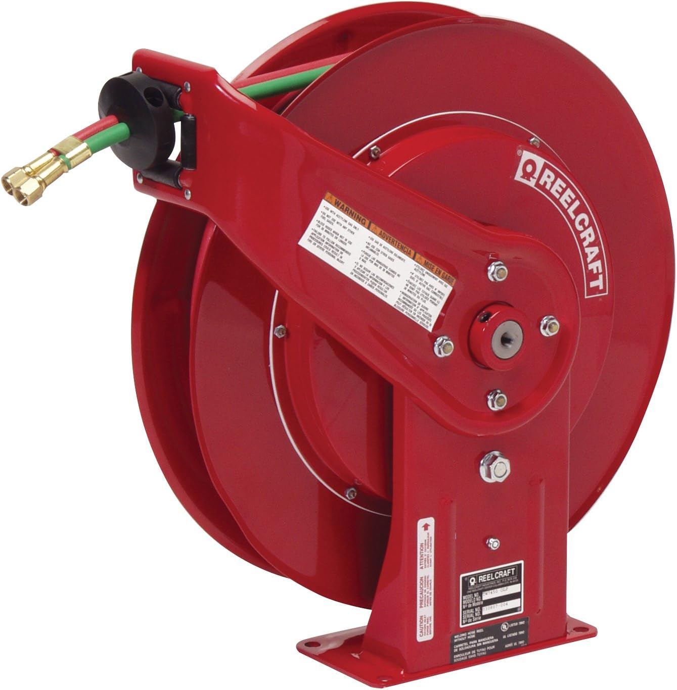 Reelcraft TW7450 OLPT Twin 1/4-Inch by 50-Feet Spring Driven T-Grade Hose Reel for Fuel Gas Welding