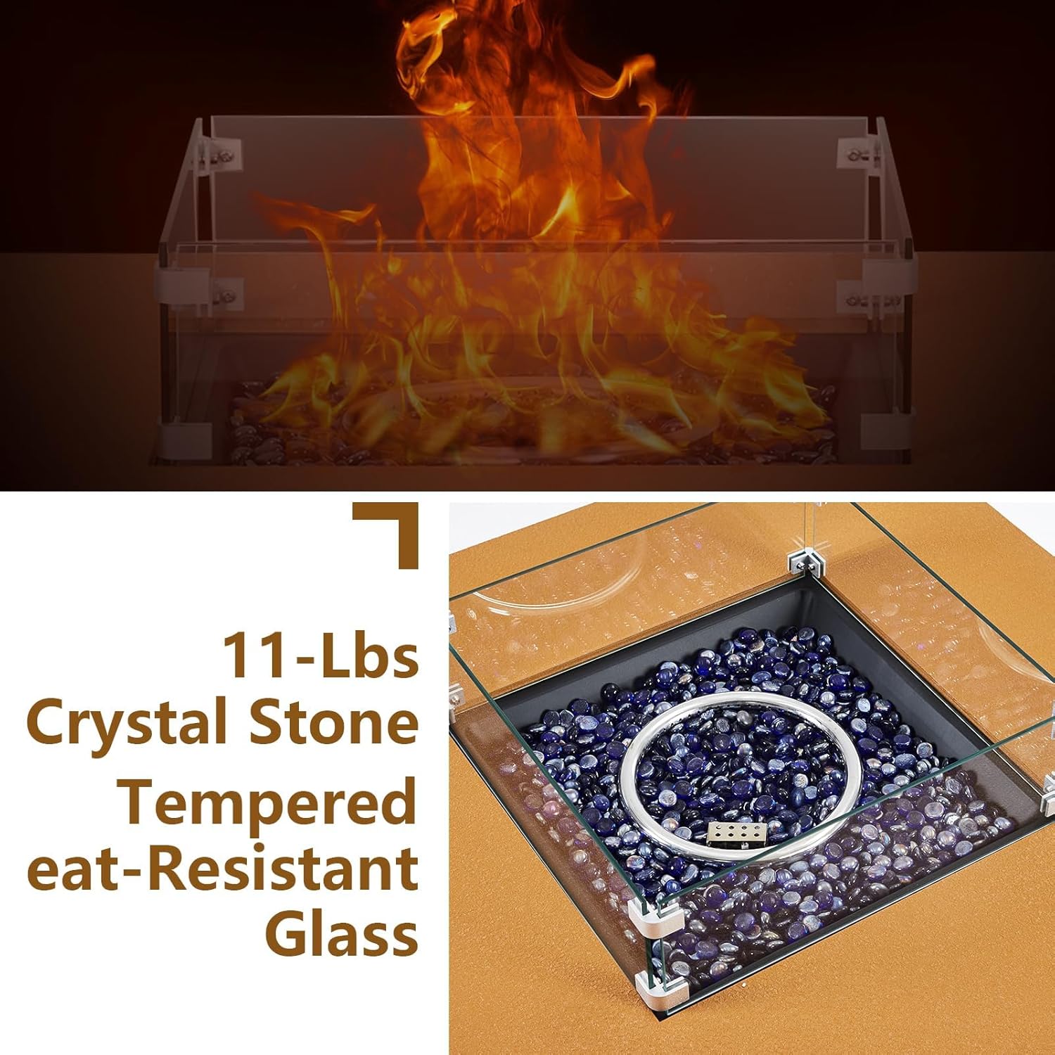 Outdoor Fire Pit Table for Patio Propane fire Table Outside Gas Square Metal Rectangular