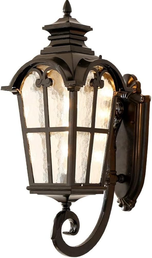 Garden Large Outdoor Wall Lamp Lantern Waterproof Vintage Wall Mount Light Black Die-cast Aluminum Fixture with Glass Sconce Porch Lighting for Villa Garden Patio Decor Lamp (Size : 72cm)