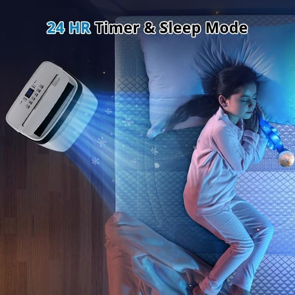 10,000 BTU Portable Air Conditioner for Rooms Up to 500 Sq. Ft, 3-in-1 AC with Dehumidifier & Fan Modes, 24H Timer & Sleep Mode, Easy-Install, Includes Remote