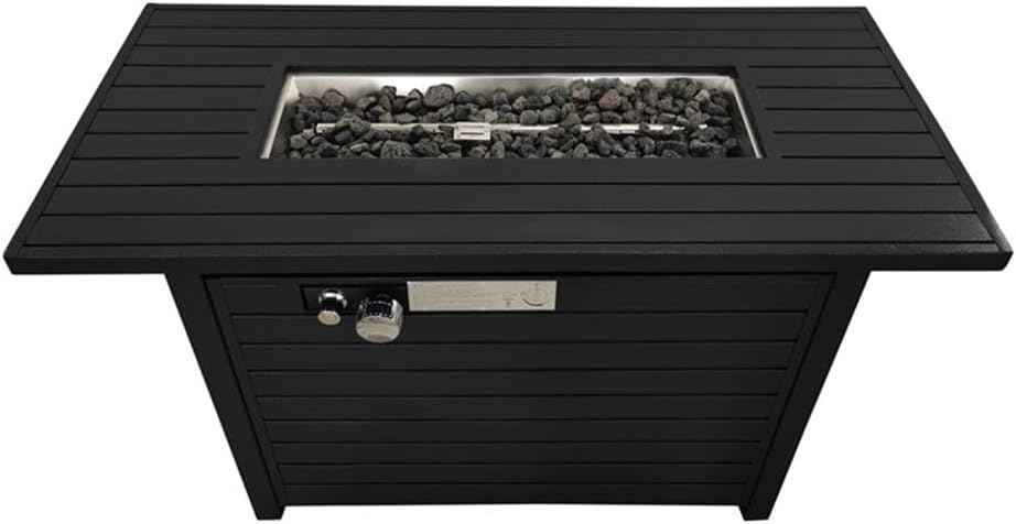 Living Source 24'' H x 54'' W Steel Outdoor Fire Pit Table with Lid