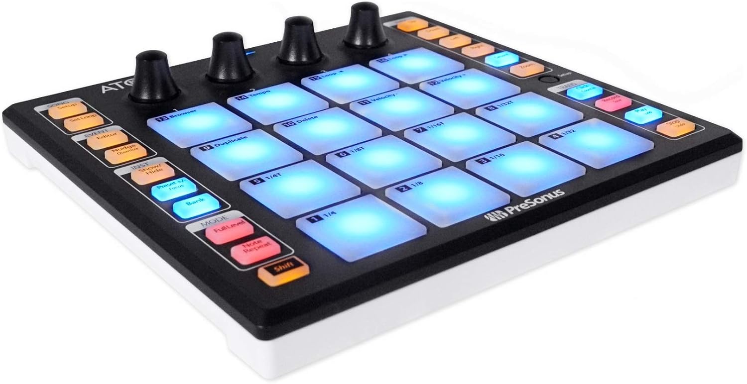 Audiosavings Bundle: PRESONUS ATOM 16 Pad USB MIDI RGB DJ Controller+Studio One Recording Software Bundle with PRESONUS S15 ART UPG Studio One 5 Professional Upgrade from Artist All Versions (2 Items)