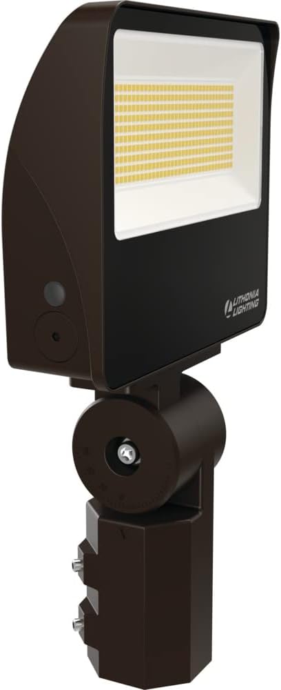 Lithonia Lighting All-in-One LED Flood Light, Waterproof LED Outdoor Light Fixture with Adjustable Brightness and Color Temperature, Yoke or Slipfitter Mount Dusk to Dawn Outdoor Lighting, UVOLT
