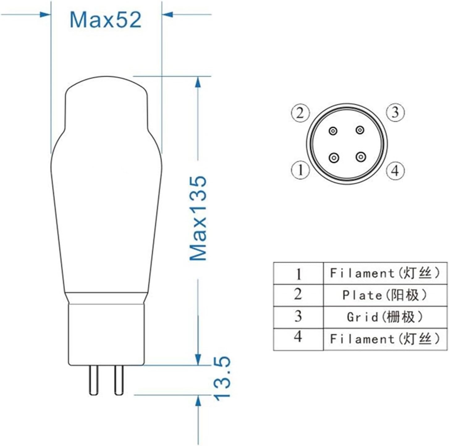 2A3 2A3-TII Classic Vacuum Tube Replacement 2A3C 2A3B for HiFi Audio Tube Amplifier kit DIY Matching Four-Way(2pcs Matched Pair)