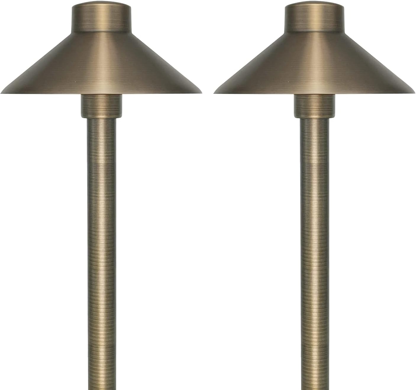 GKOLED Solid Brass Pathway Lights, Low Voltage LED Landscape Path Light, Outdoor Waterproof Accent Lighting, 12V AC/DC, 2700K Warm White, with 3W G4 LED Bulb & Large Rugged Slot Spike, 2 Pack