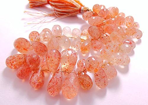 natural sunstone 10x6.5-19x11 mm feceted tear drop shape 9.5 inch strand