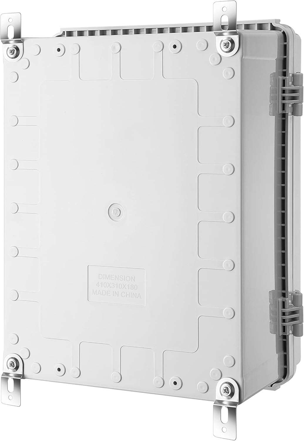 Junction Box, IP67 Waterproof Plastic Enclosure for Electrical Project, Hinged Grey Cover, Includes Mounting Plate and Wall Bracket (Grey Cover, 16.1