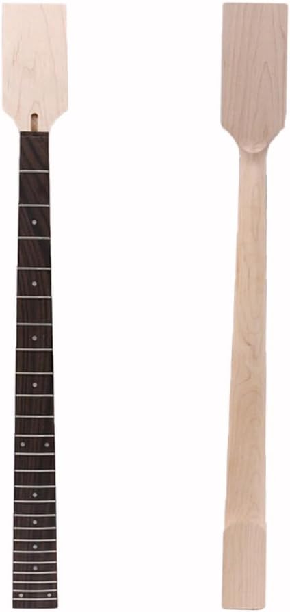 Maple Unfinished Electric Bass guitar neck 24 Fret 34inch Rosewood Fretboard Paddle head Dot Inlay Electric Guitar Neck Replacement (24 Fret 34inch （38mm nut width, 65mm heel width）)