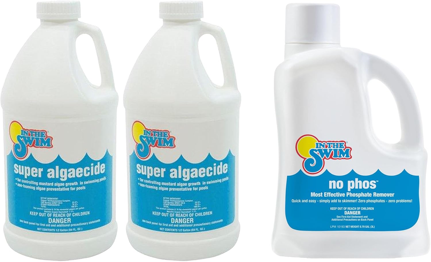 In The Swim Super Algaecide 1 Gal. and NoPhos Bundle 3L - Easy 2-Step Fix for Crystal-Clear Pool Water