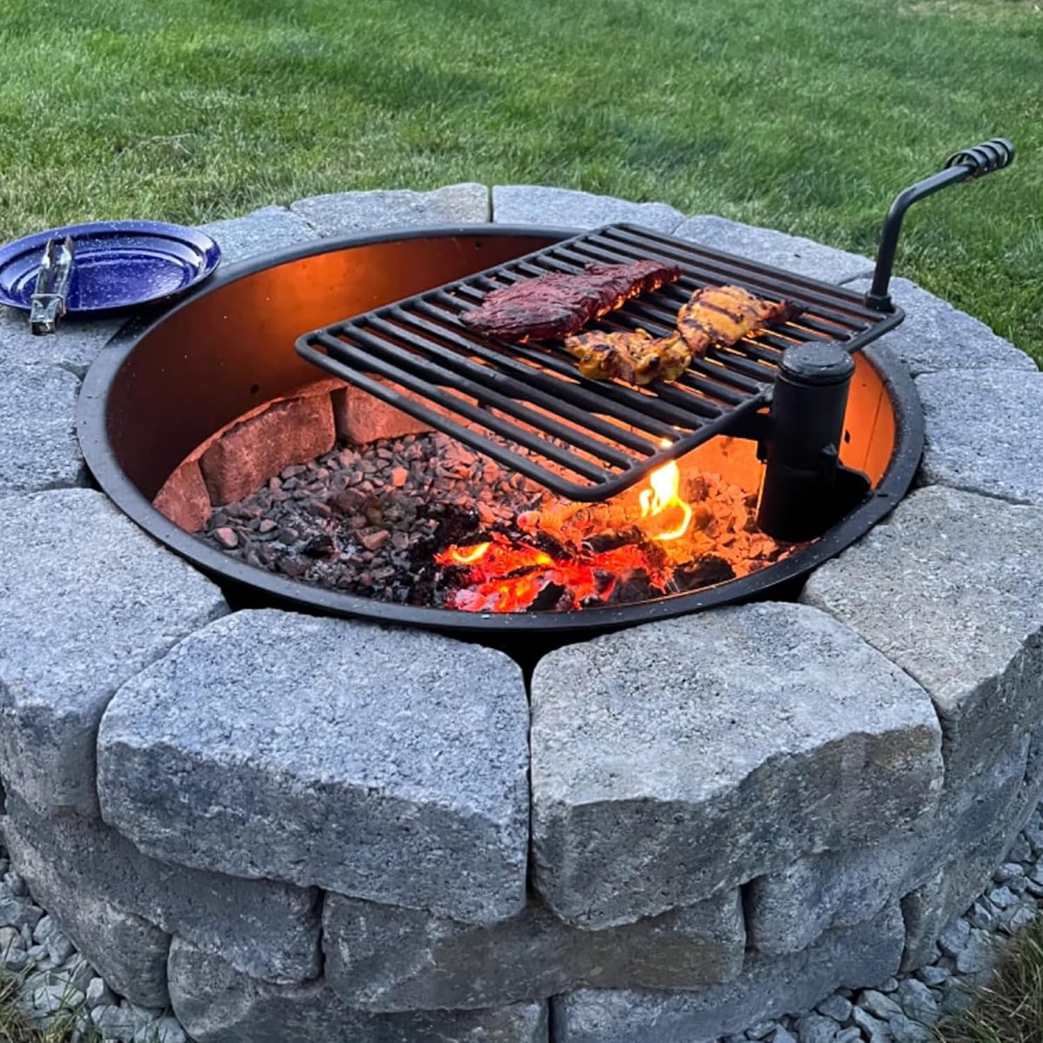 Pilot Rock 3 Pack 30 Inch Heavy Duty Steel Ground Fire Pit Ring and Metal Cooking Grate