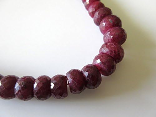 Ruby Bead Necklace, Natural Ruby Faceted Rondelle Beads, 10mm To 16mm Beads, 20 Inch Strand