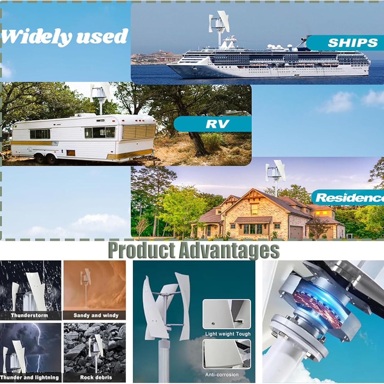 Wind Turbine Generator Kit, 6000W 12V-24V-48V-220V Vertical Helix Wind Power Turbine with Charge Controller for Marine, RV, Home