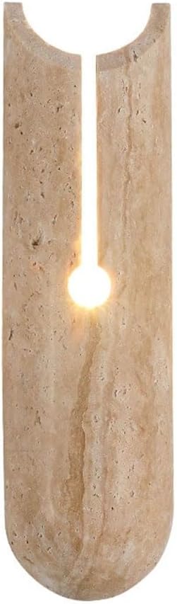 Creative Wall Mount Light Fixture E27 Corner Light Beige Travertine Hollow Lampshade Bathroom Indoor Sconce Lighting Farmhouse Wall Lighting for Hallway Living Room House Entryway