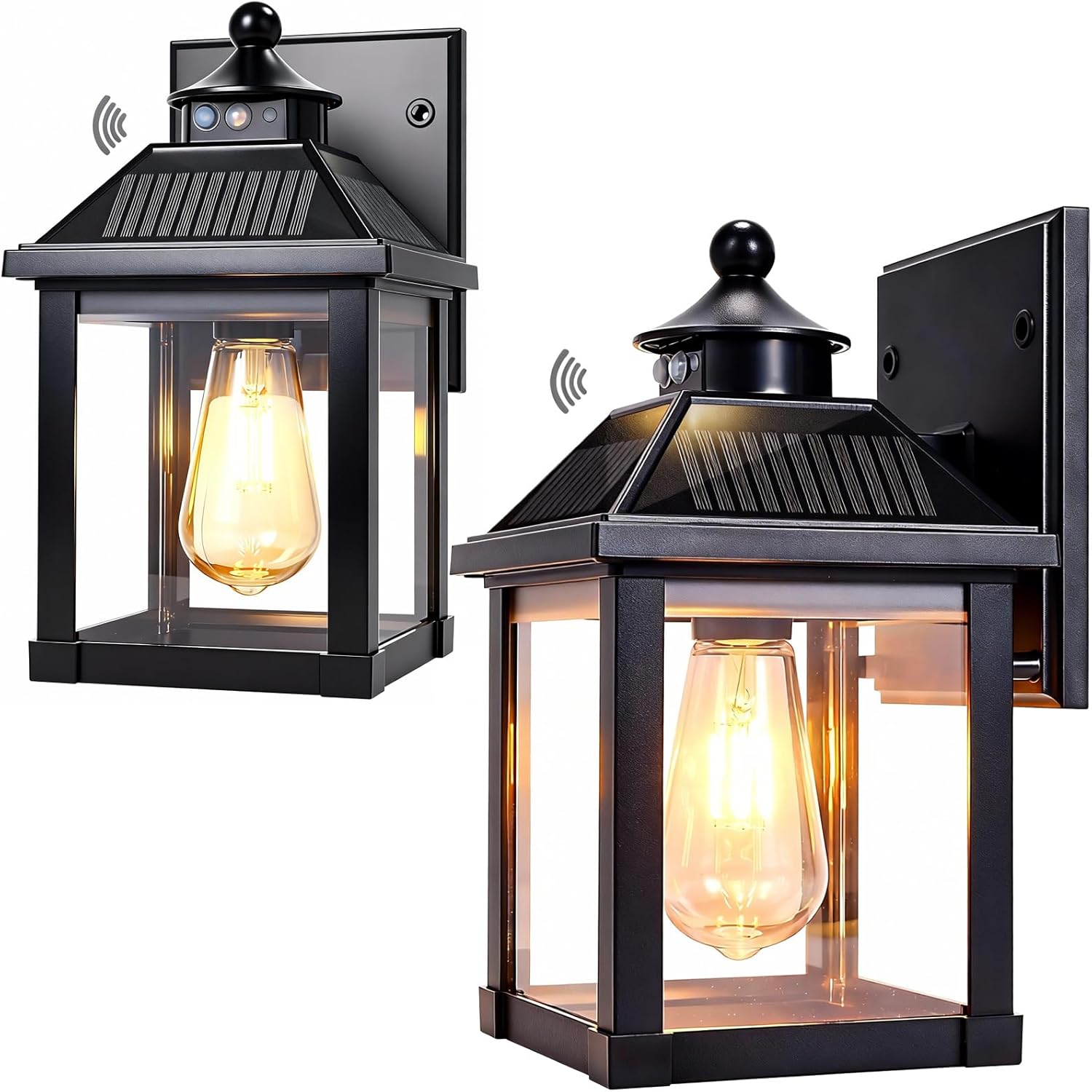 2 Pack Solar Wall Lights Outdoor, Dusk to Dawn LED Porch Lights Fixture, Motion Sensor Solar Sconce Waterproof with 3 Modes Wall Mounted for Garage Patio Front Door Backyard 6.7