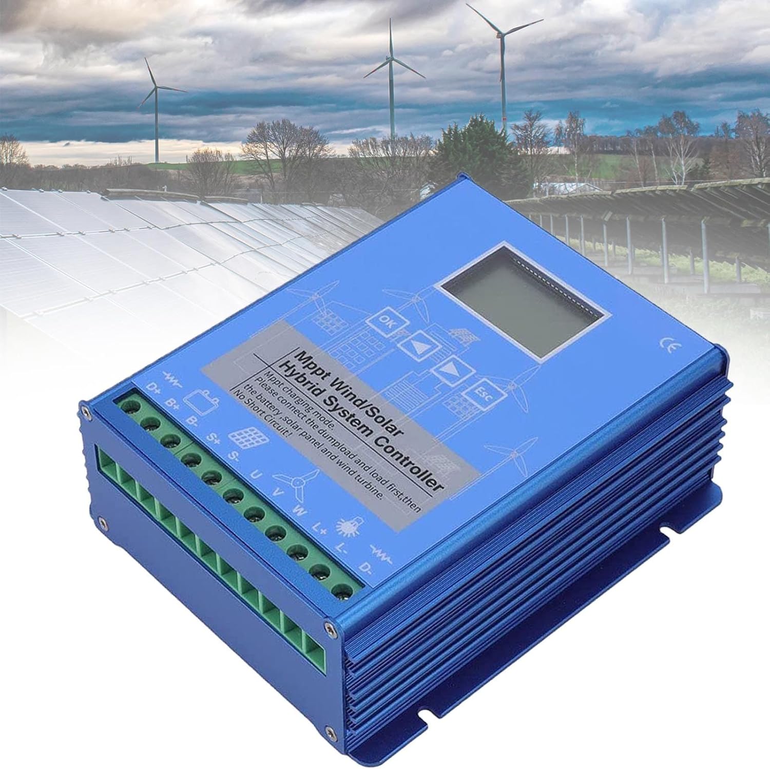 MPPT Solar Charge Controller 12V/24V/48V Intelligent Identification Buck Wind Hybrid System Charge Controller Solar Panel Battery Regulator with LCD Display,24v-12000w