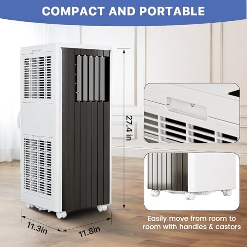 Ultra-Quiet 3-in-1 Air Conditioner with Dehumidifier & Fan for Room Cooling Up to 350 Sq.Ft, Energy Efficient with Remote Control