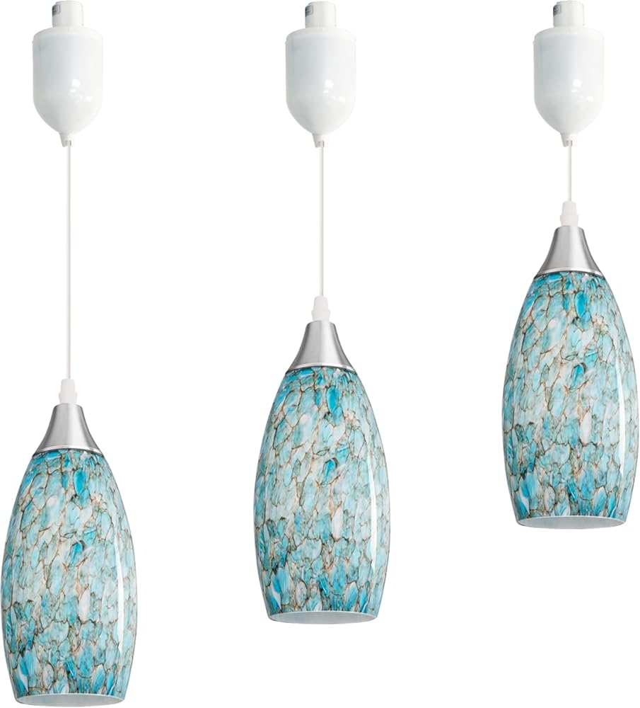 Kiven H-Type Track Lighting Pendants Adjustable Height,Modern h Track Pendant Lights with Green Art Glass Lampsade,Decorative Track Lighting Fixture for Kitchen Island Hallway, 3-Light