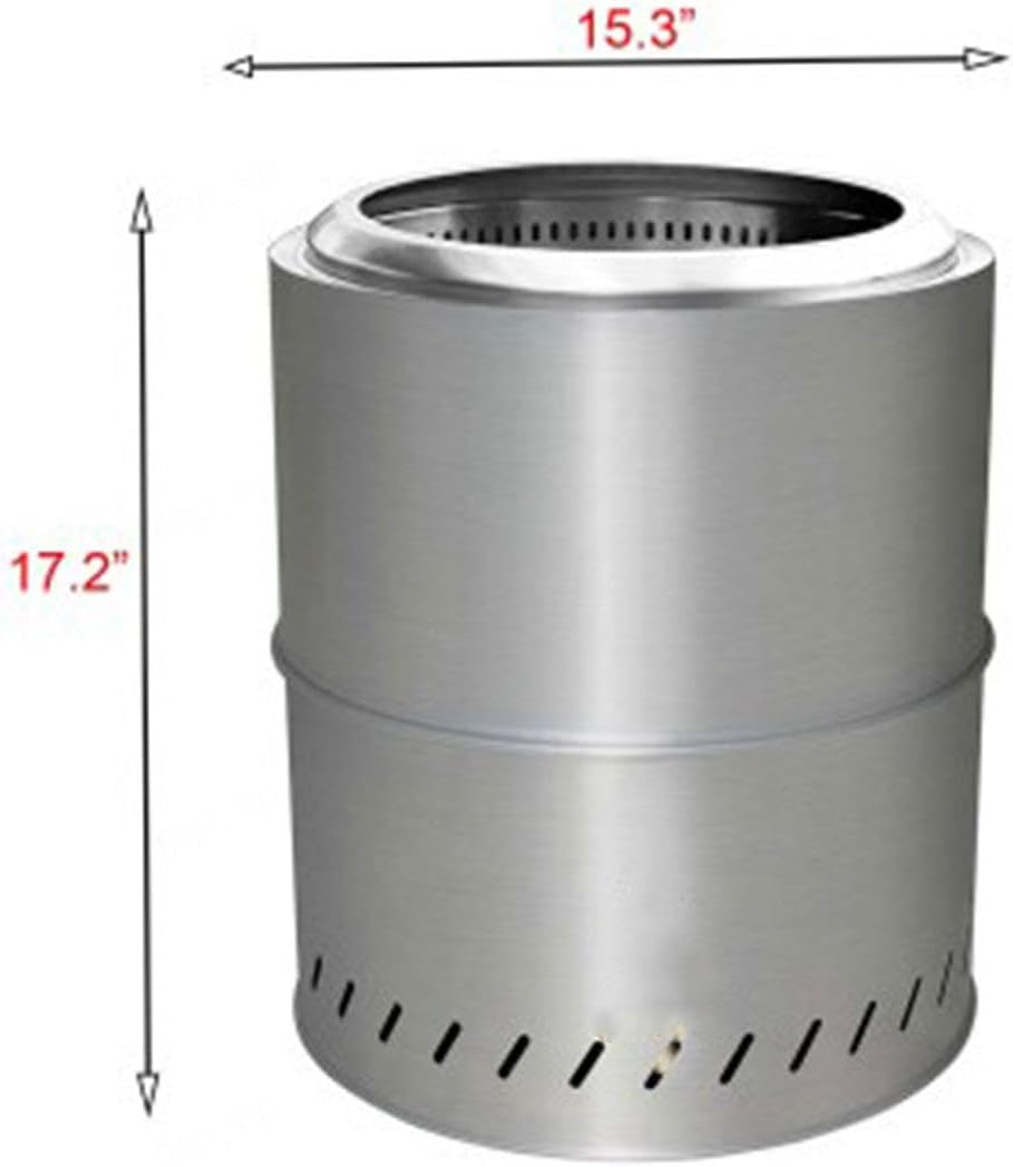 15 Inch Fire Pit Smokeless for Outside Extra Large Smokeless Fire Pit,Durable Stainless Steel for Wood Burning Smokeless Firepit for Patio Garden,Camping,Backyard