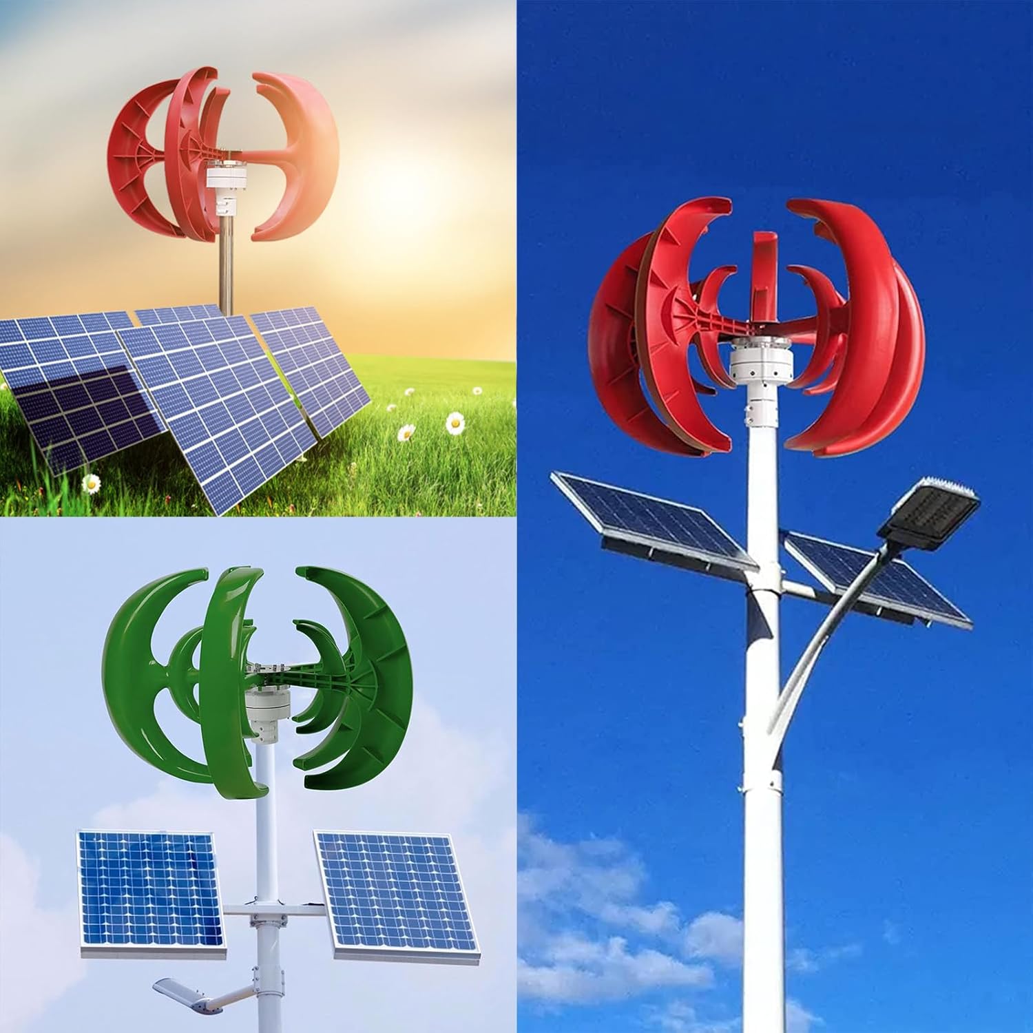 100W Wind Turbine Generator with Controller, Boats Terraces Vertical Wind Generator 12V 24V, 5 Blades Low Rpm Windmill Generator for Home Use,Yellow-12V