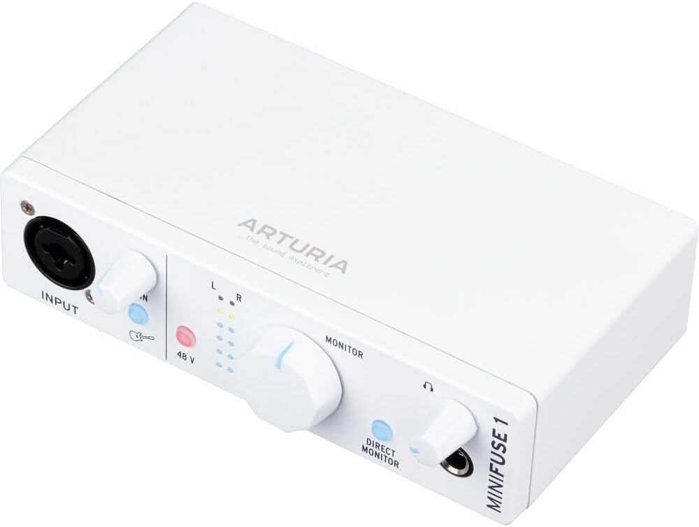 Arturia MiniFuse 1 Portable 1x2 USB Type-C Audio Interface | White Bundled with a 20 ft. XLR Cable (2 Items)