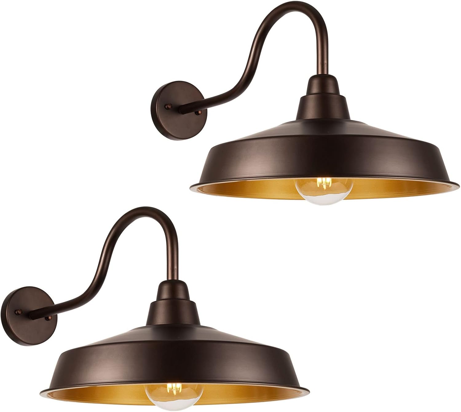 Barn Light Outdoor, 16 Inch Dome Large Farmhouse Exterior Light Fixture Wall Mount, Industrial Outdoor Wall Sconce Outside for House, Shop, Front Porch, Garage, Entryway, Orb, 2 Pack