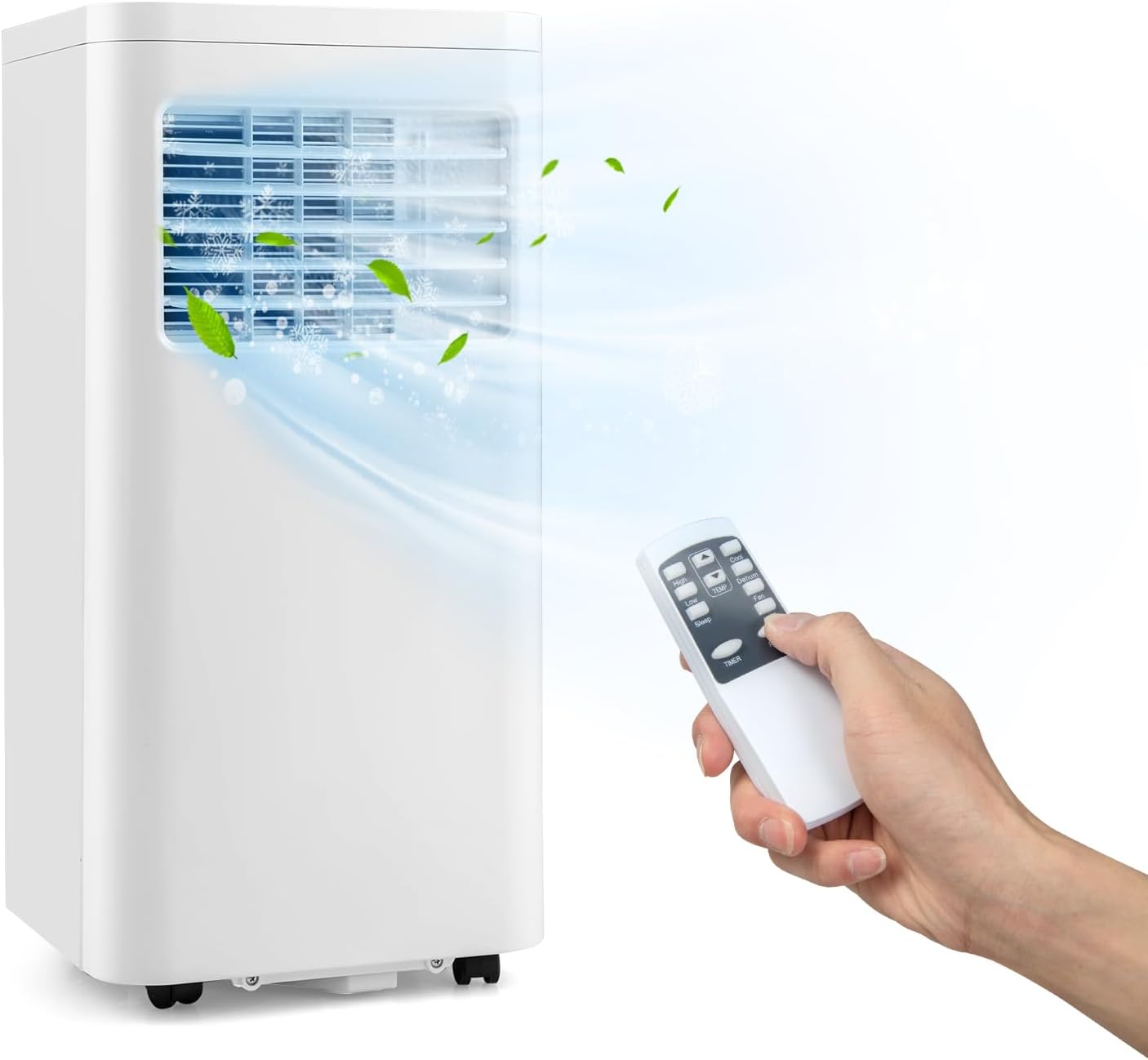 ARLIME Portable Air Conditioners, 8000 BTU AC Unit Fan & Dehumidifier w/Remote Control, 1-24H Timer & 2 Fan Speeds, Exhaust Hose & Window Kit, Air Conditioner Portable for Room Cools up to 250 Sq. Ft