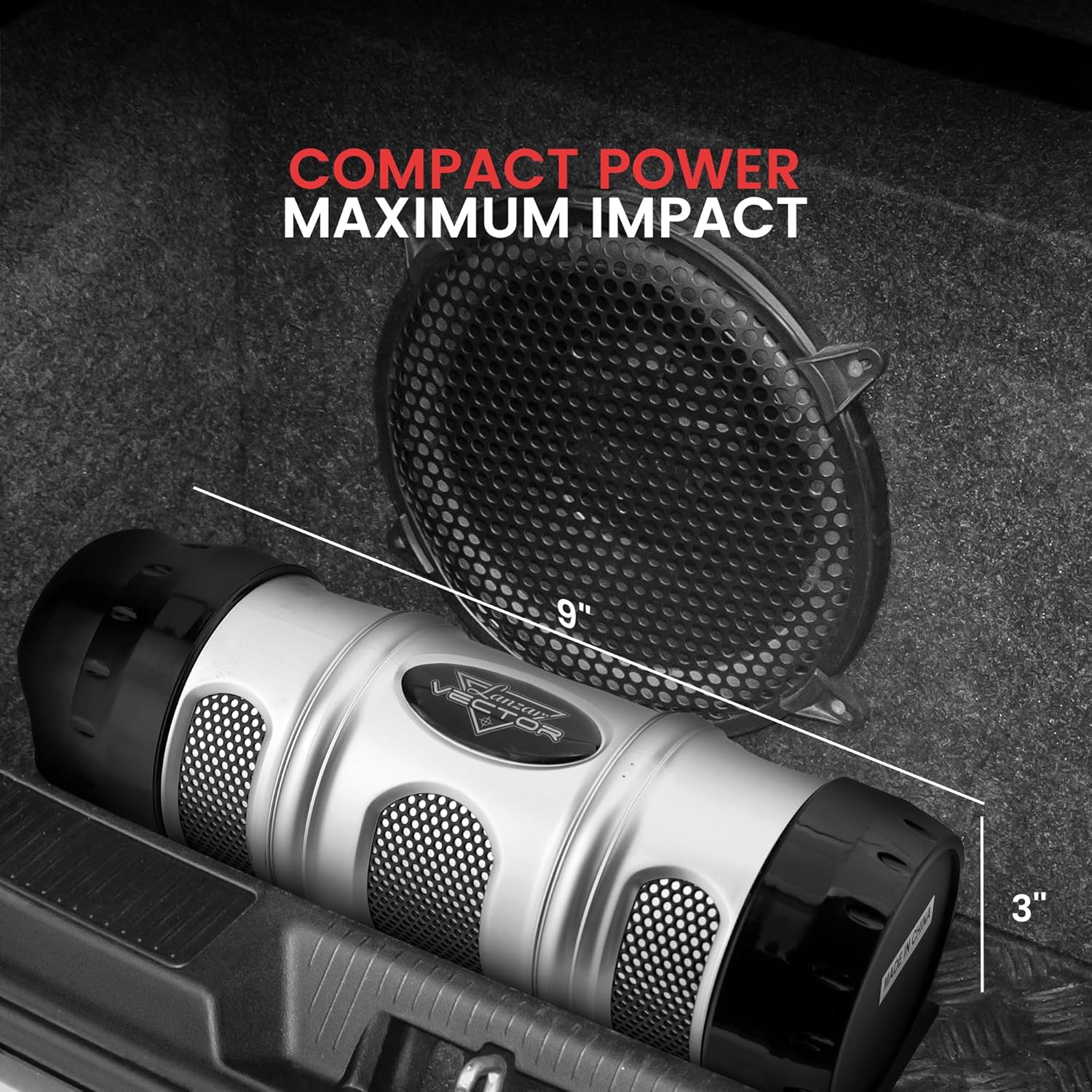 Lanzar 3.3 Farad Digital Power Capacitor, High-Performance Car Audio Accessory with Blue Digital Display Voltage Readout and LED Flash, Over Voltage Protection, Mounting Hardware, DC 12-24V