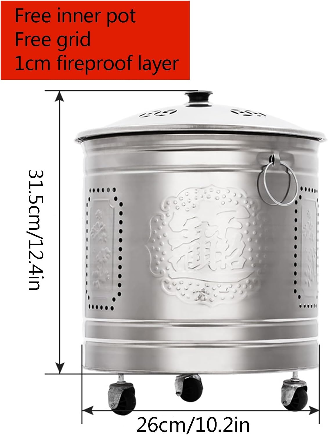 Stainless Steel Outdoor Smokeless Burn Barrel for Paper, Leaf, Trash - Garden Incineration Barrel