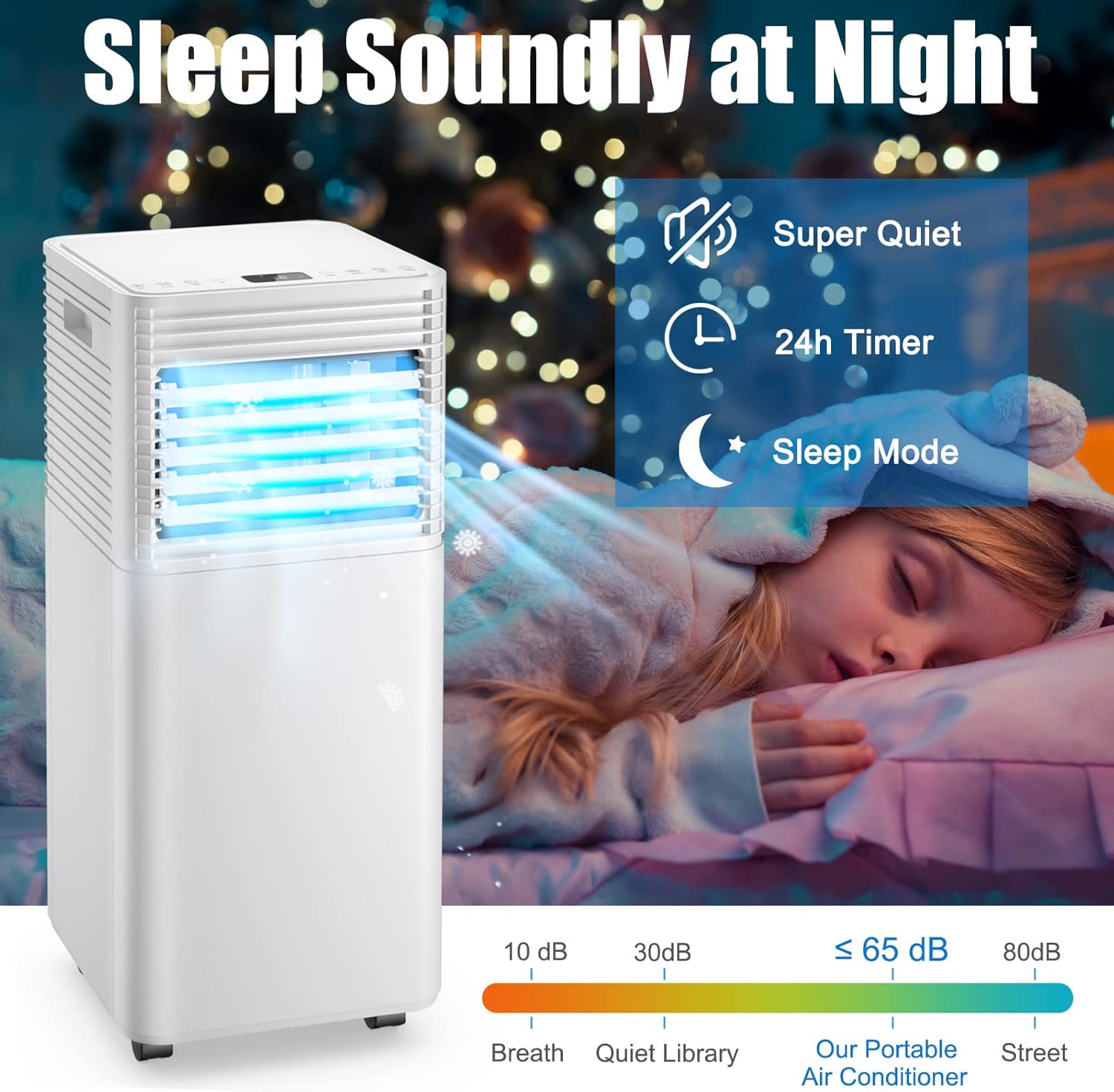 GOFLAME Portable Air Conditioner, 10000 BTU Powerful AC Unit with Remote Control and 4 Universal Casters, 3-IN-1 Air Cooler & Dehumidifier & Fan with 24H Timer for Living Room, Bedroom, Office, White