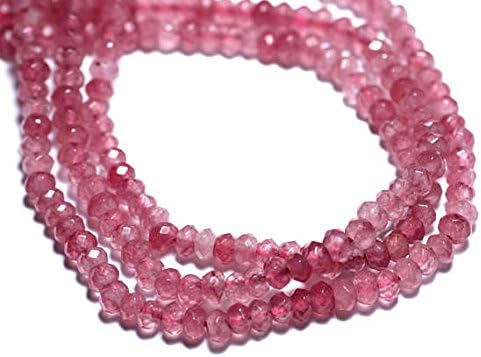 39cm stone beads - jade faceted rondelle 4x2mm peach pink old rose