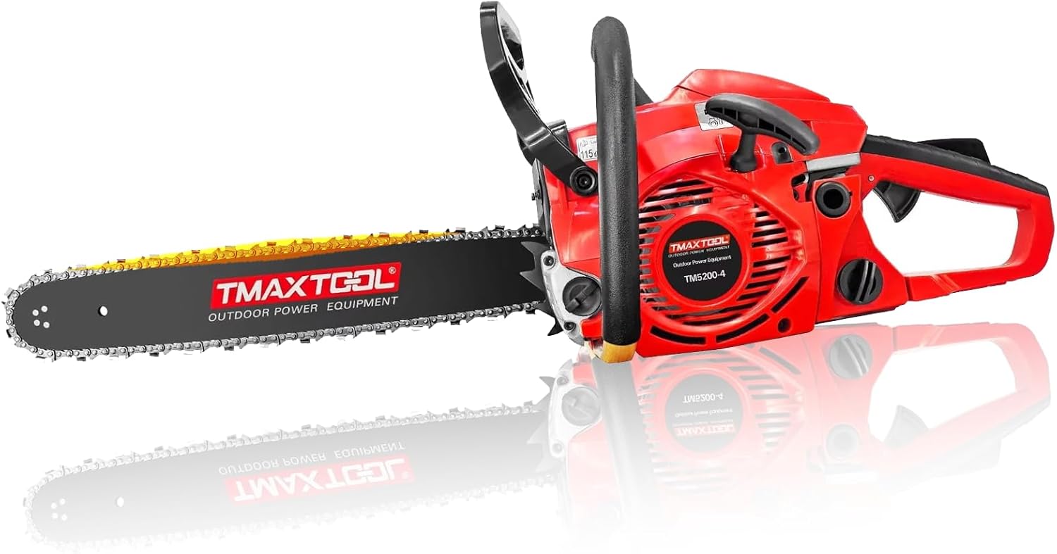 20 Inch Gas Chainsaw 62cc Gasoline Powered Chain Saw 2-Stroke Handheld Cordless Petrol Chainsaws for Cutting Wood Outdoor Home Farm Garden Use (Red, 20 Inch)