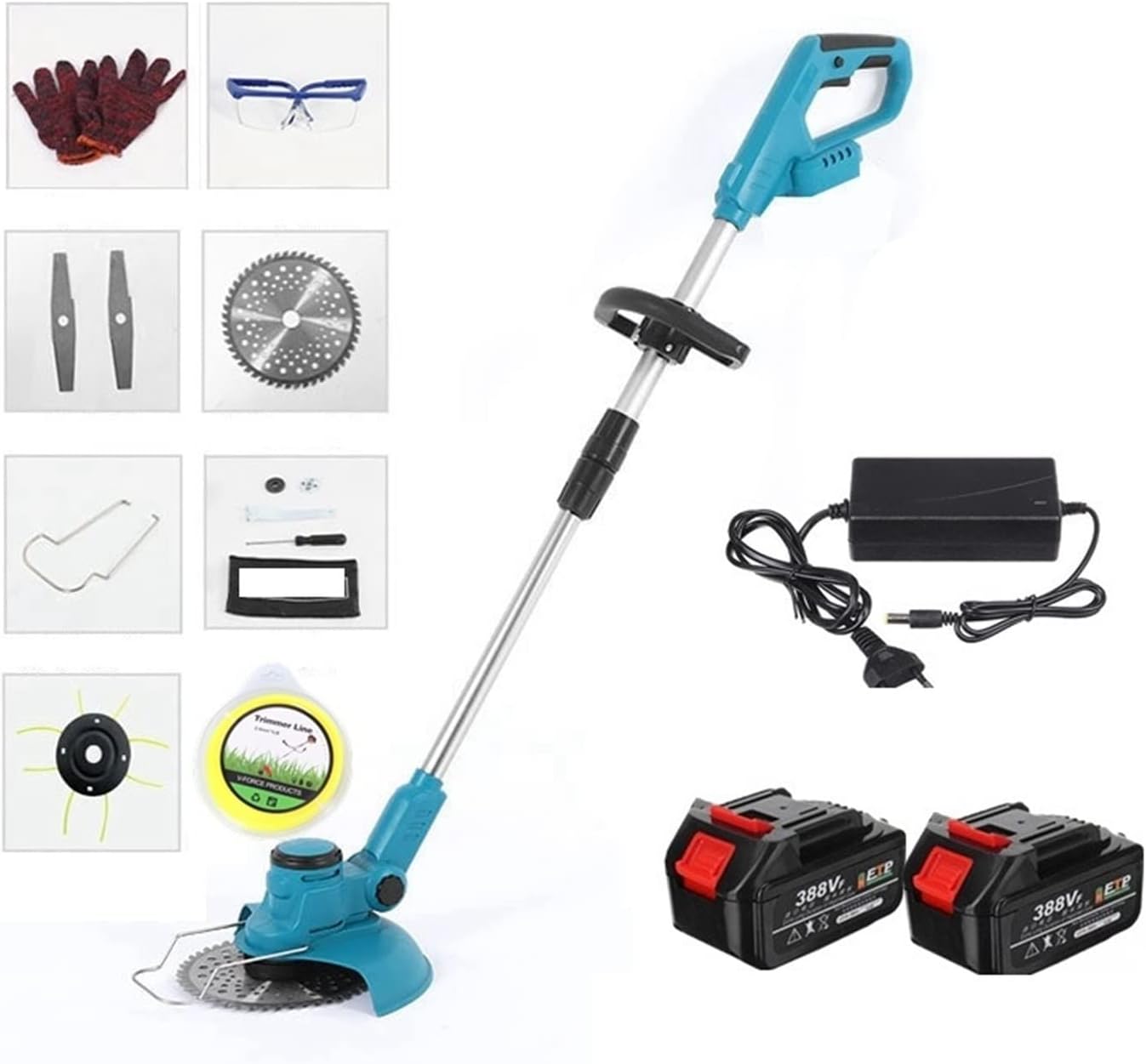 Electric Lawn Mower, 2500W 8 Inch Brushless Electric Lawn Mower Lawn Mower Grass Line Adjustable Hedge Trimmer Portable Garden Pruning (Color : 2 Battery Set, Size : A) (2 Battery Set A)