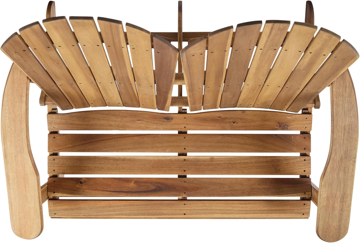 Adirondack Outdoor Chairs - Outdoor Loveseat with Slat-Backed, Wooden Patio Chairs with Wood Frame and Armrest for Fire Pit, Backyard, Garden, Poolside