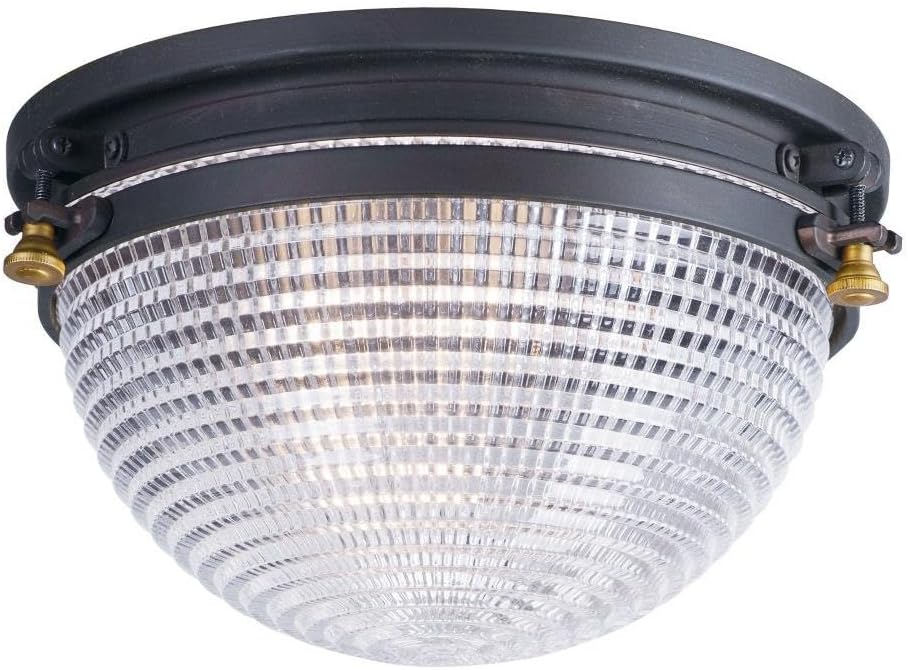 Maxim Portside 1 Light 11.75 Inch Wide Outdoor Flush Mount with Oil Rubbed Bronze/Antique Brass Finish