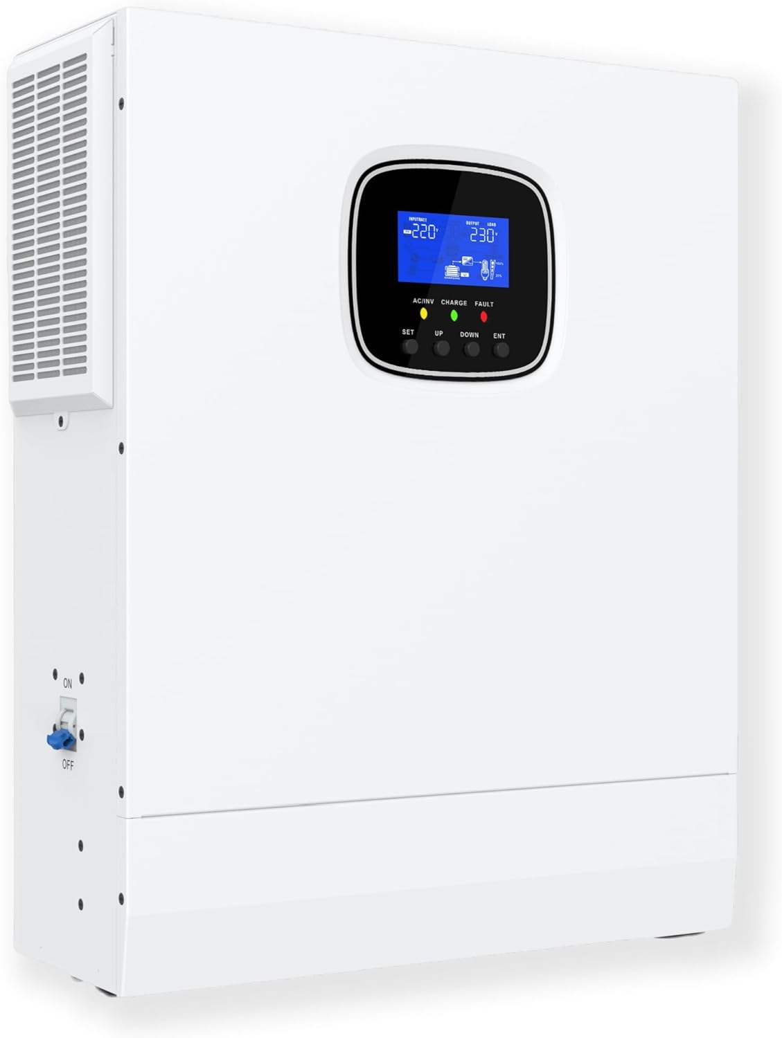 5000W Hybrid Solar Inverter 48VAC to 110V/120VAC, Built-in 80A MPPT Solar Charge Controller, Max.PV Input 5500W, 500VDC, 22A, Work w/ 48V Lead Acid/Lithium Batteries, for Home,RV,Truck