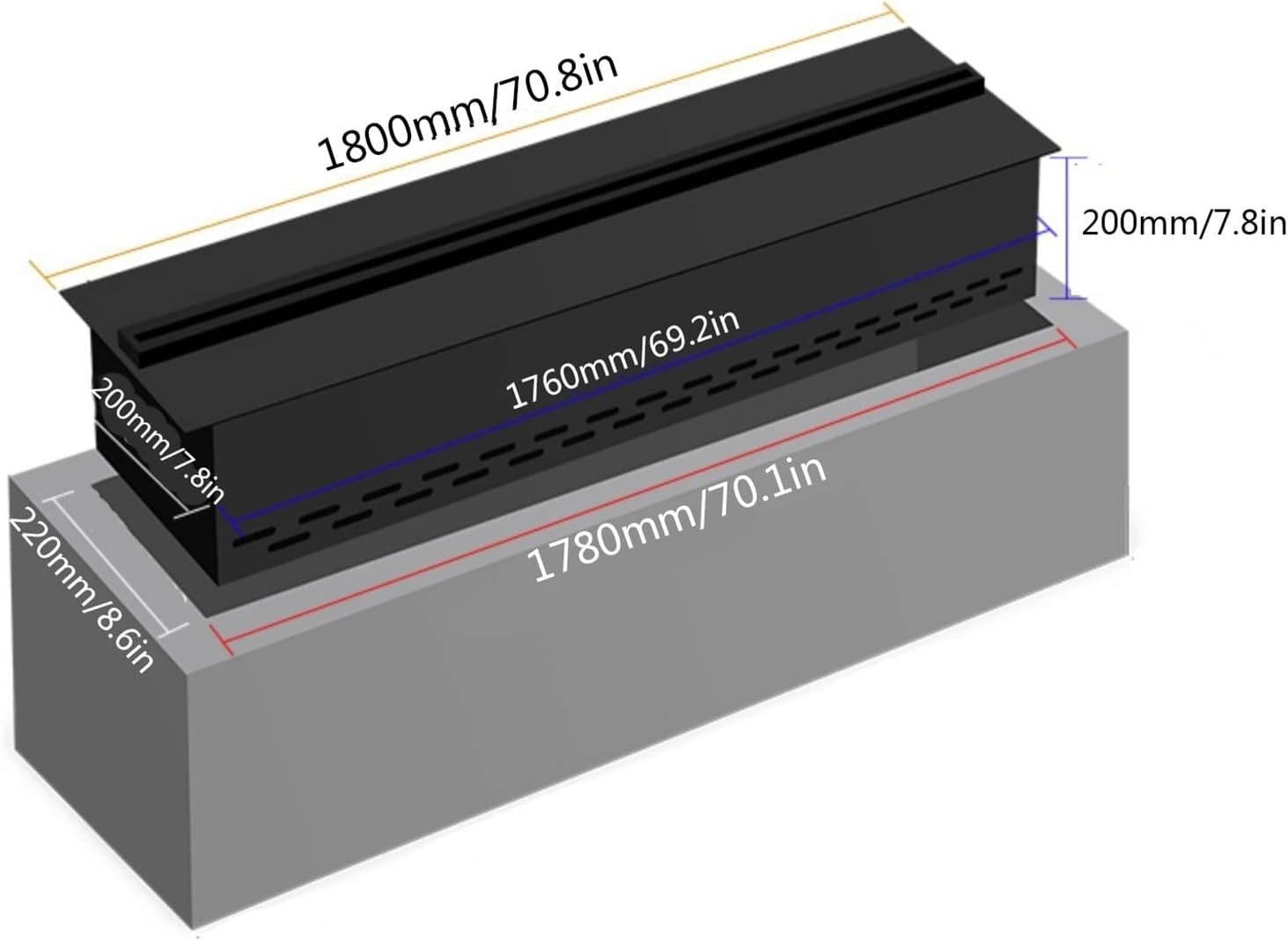 3D Water Vapor Fireplace with Humidifier Flame Slim Silent Electric Fireplace, Recessed Mount Decorative Fireplace, Remote Control with Timer, Touch Screen, Adjustable Flame Height(1800mm)
