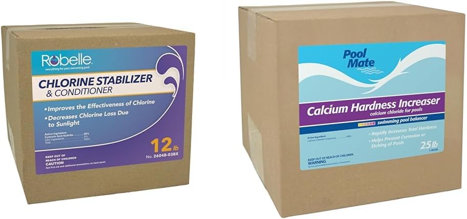 Robelle Pool Stabilizer and Pool Mate Calcium Hardness Increaser for Pools, 12 and 25-Pounds