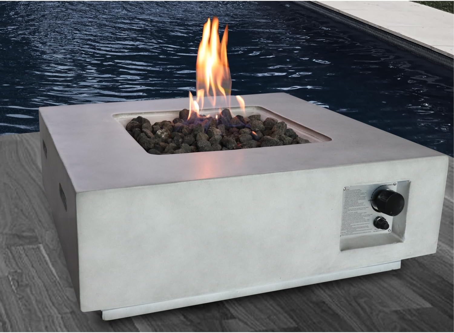 GOWE Fiber Reinforced Concrete Propane Gas Fire Pit Table