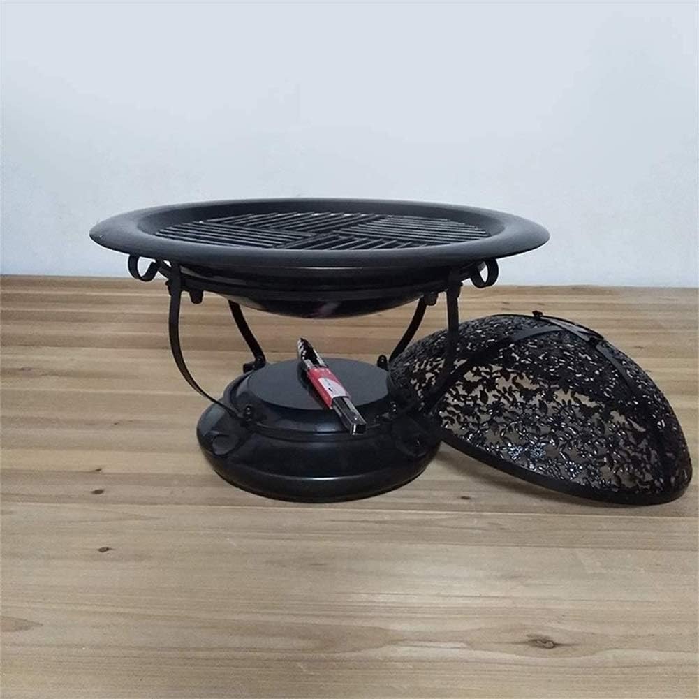 Fire Pits Outdoor Wood Burning Outdoor Steel Wood Burning Fire Pit, Multifunctional Metal Fire Pit Garden BBQ Firepit with Cover BBQ Cooking for Outside Camping Backyar