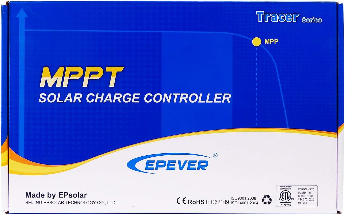EPEVER MPPT Solar Charge Controller 40A 12V/24V Max PV 150V Negative Ground Solar Panel Regulator + MT50 Remote Meter + Temperature Sensor Cable (Tracer4215BN+MT50+RTS)