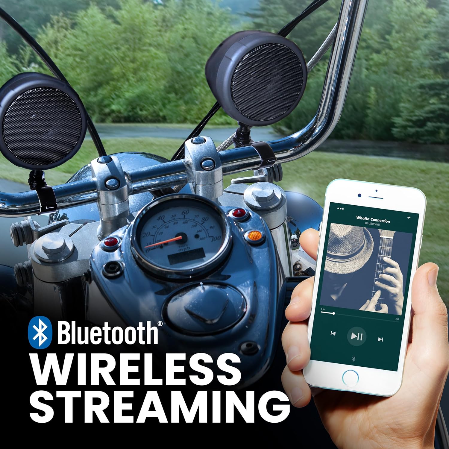 BOSS Audio Systems MCBK425BA 3 Inch Motorcycle Speakers – Built-in Bluetooth Amplifier, Weatherproof, Volume Control, ATV UTV Compatible