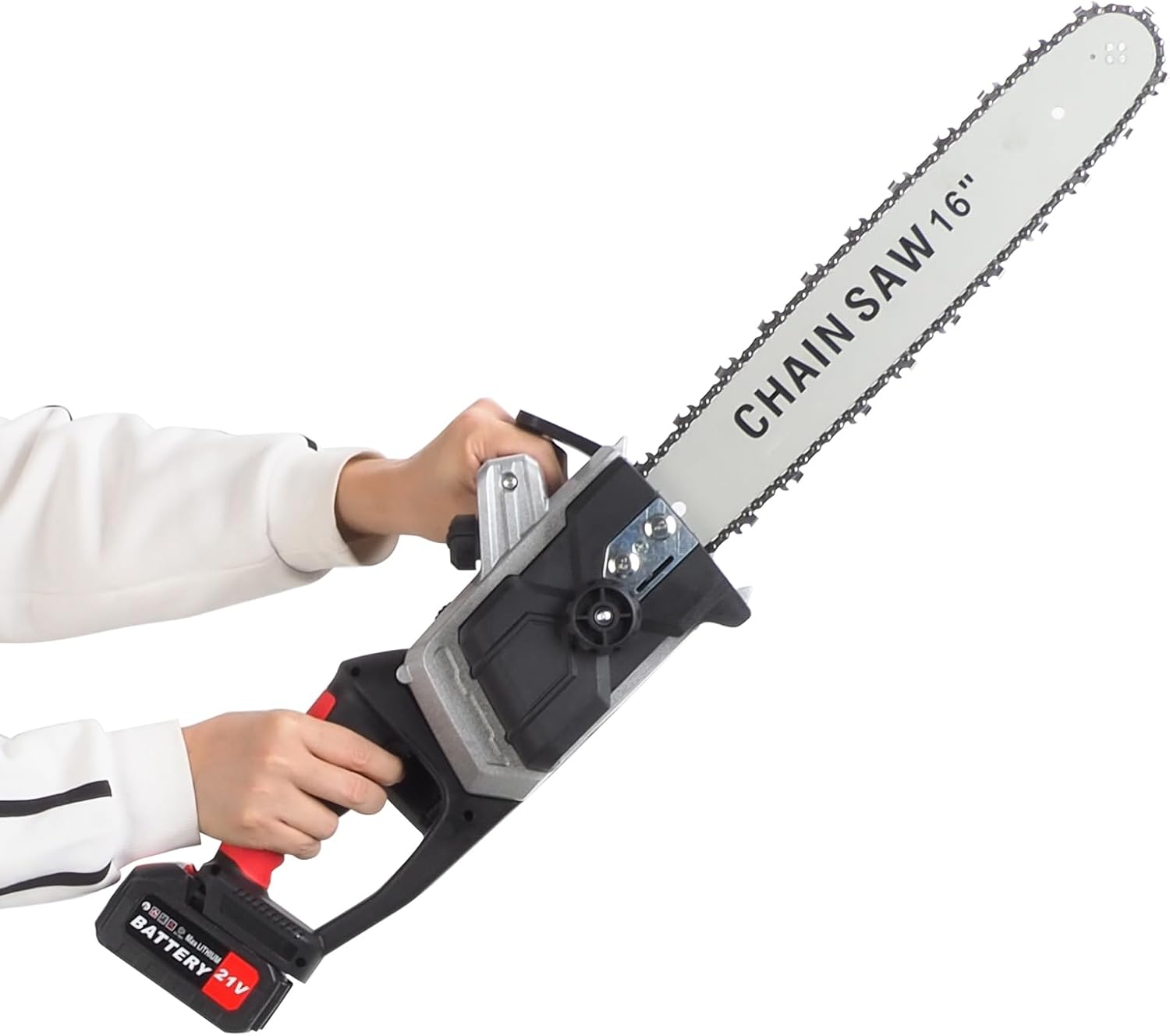 16 Inch Cordless Chainsaw, Power Chain Saws, Brushless Motor Electric Chainsaw, Battery Powered Chainsaw with 2 Batteries for Tree Felling, Pruning, Logging and Firewood US Plug