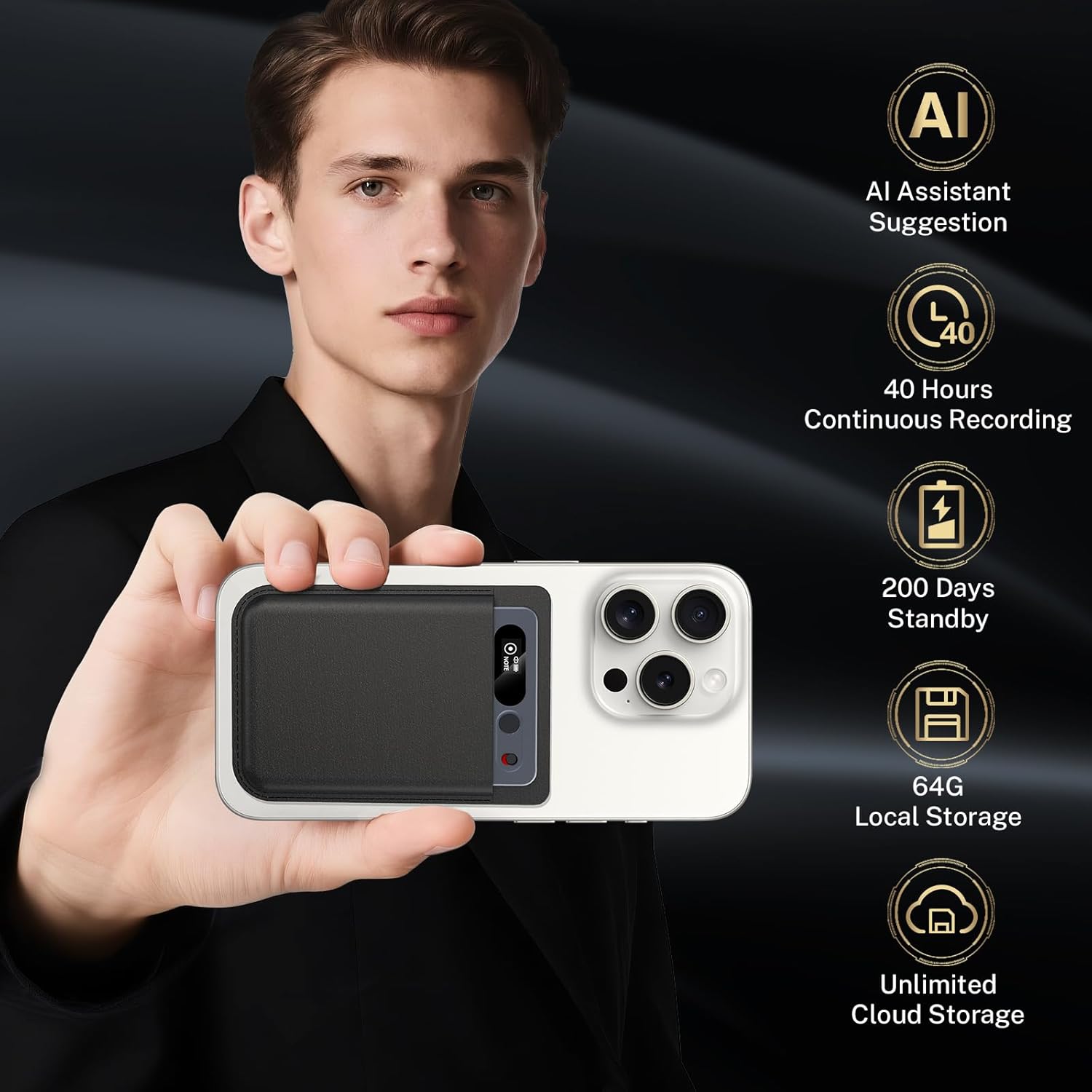 AI Voice Recorder w/Case — 64GB Memory, App Control, GKP9 Recorder Transcribe & Summarize w/AI, 118 Languages Support for Lecture, Meeting, Interview, Call