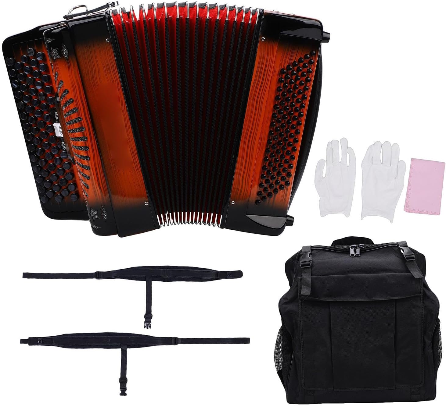 Drfeify Accordion, 69 Keys 96 Bass Buttons Chromatic Scale Instrument with F B E Tuning and Quality Reeds, for Beginner Professional Player Single Play Ensemble