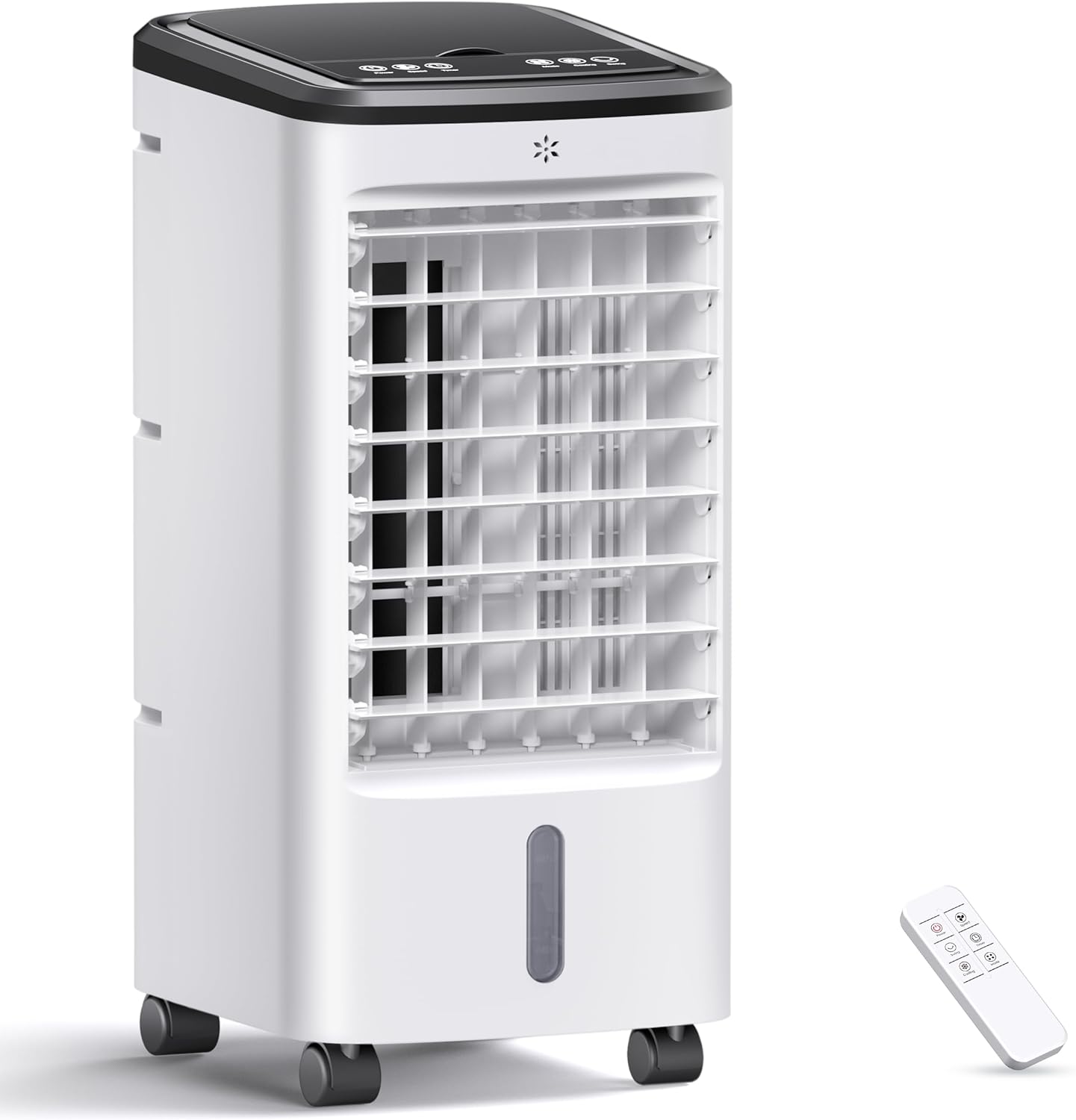 Portable Swamp Cooler Air Conditioner with 4 Modes & 3 Speeds, Evaporative Air Cooler with 4 Ice Packs, 120°Oscillation, 12H Timer, Remote
