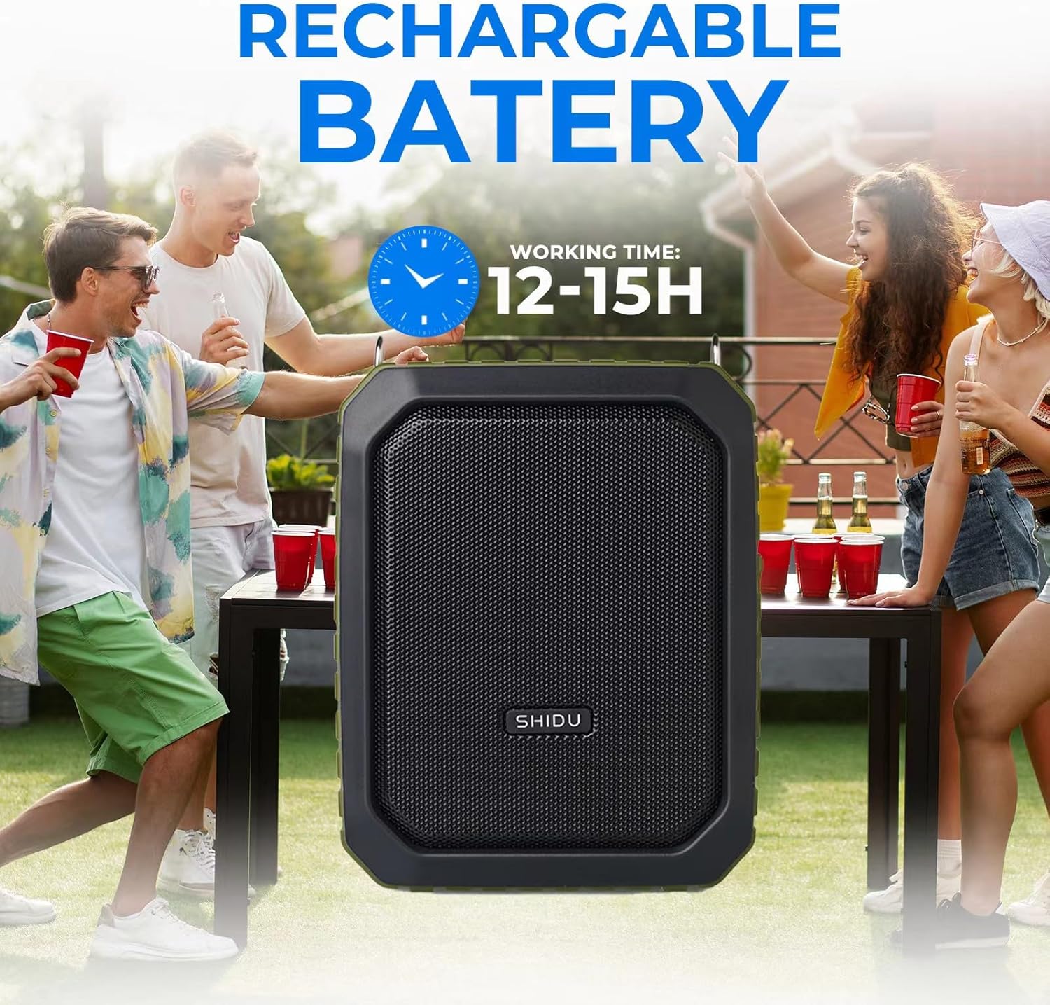 Wireless Voice Amplifier with Bluetooth 5.3 | 18W Portable PA System with Waist Clip, Waterproof Rechargeable Megaphone Microphone and Speaker for Teachers, Tour Guide, Presentation