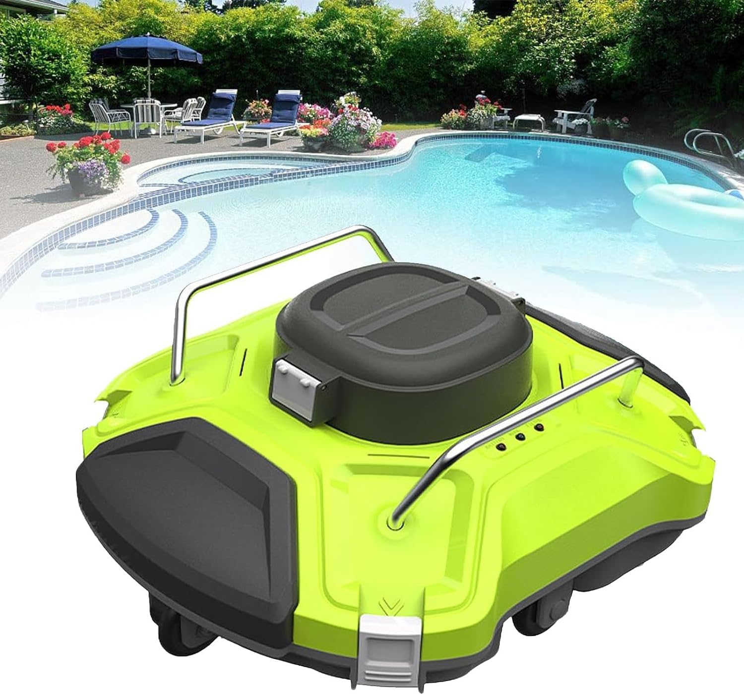 Cordless Robotic Pool Cleaner, Robotic Pool Cleaner, Automatic Pool Vacuum with Auto Docking Technology, Rechargeable, Lightweight, 120 Minute Run Time, for Inground, Green, IPX8