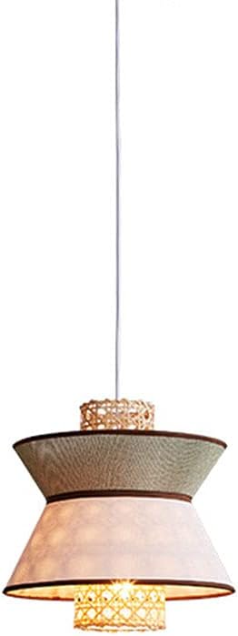 Retro Bamboo Chandelier, Natural Fabric Pendant Light, E27 Single Head Pendant Lamp, Ceiling Lamp, Restaurant and Bar Decoration Lighting Fixtures